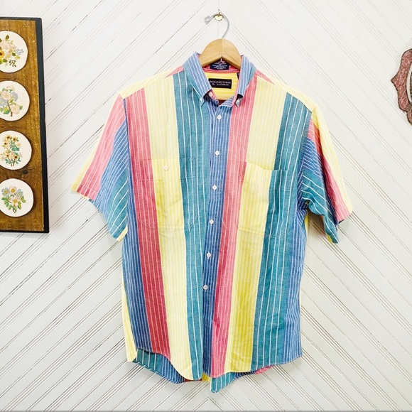 Roundtree & Yorke Other - Vintage 90s Single Stitch Colorful Striped Shirt